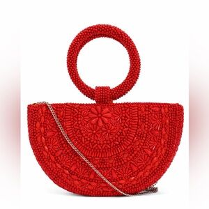 Elegant Red Beaded Wristlet